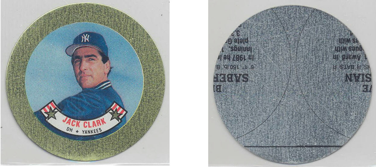1988 Topps Baseball Coins Metal Proof Discs 009 Jack Clark